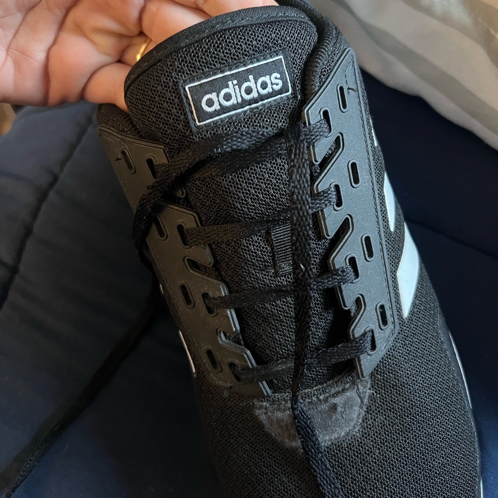 Brand new! Worn one time! Adidas black men’s sneakers with white stripes - Picture 3 of 6